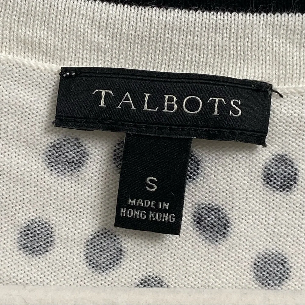 TALBOTS / White with Black Polka Dots Sleeveless Sweater Size S
